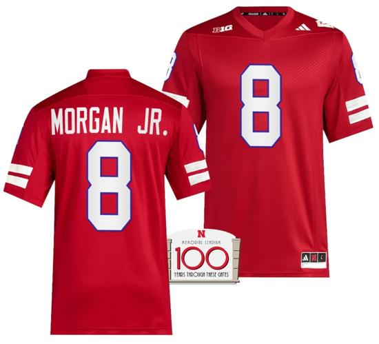 Men's Nebraska Cornhuskers Stanley Morgan Jr Jersey 100th Anniversary Red 2023 Alternate Football #8