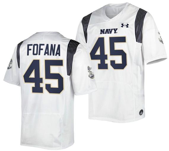 Men's Daba Fofana Jersey #45 Navy Midshipmen Premier Replica College Football White