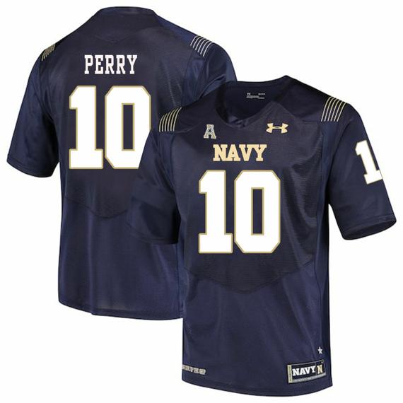 Men's Navy Midshipmen #10 Malcolm Perry College Football Jersey Stitched