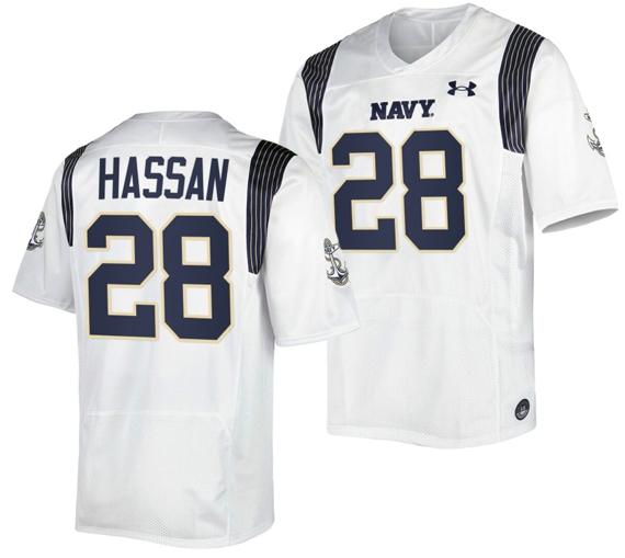 Men's Amin Hassan Jersey #28 Navy Midshipmen Premier Replica College Football White