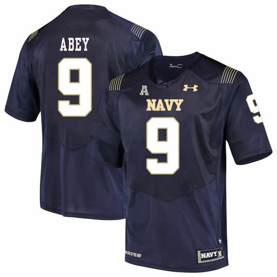 Men's Navy Midshipmen #9 Zach Abey NCAA College Football Jersey Stitched