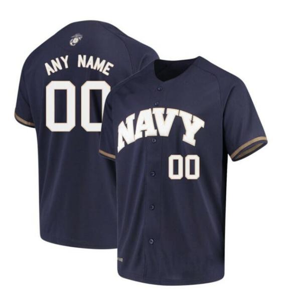 Men's Custom Navy Midshipmen Jersey Under Armour Name and Number Baseball College Navy