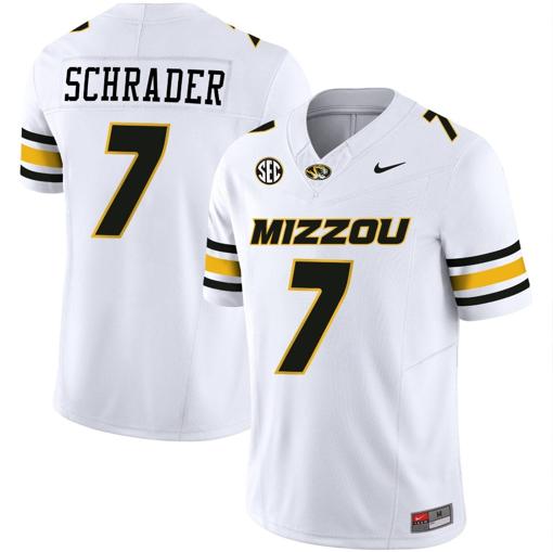 Men's Cody Schrader Jersey #7 Missouri Tigers Vapor Limited College Football Stitched White