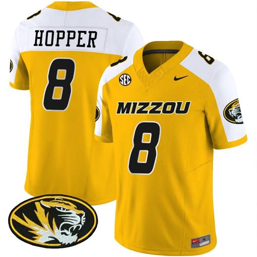 Men's Ty'Ron Hopper Jersey #8 Missouri Tigers Vapor Limited College Football Stitched Gold Alternate