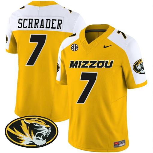 Men's Cody Schrader Jersey #7 Missouri Tigers Vapor Limited College Football Stitched Gold Alternate