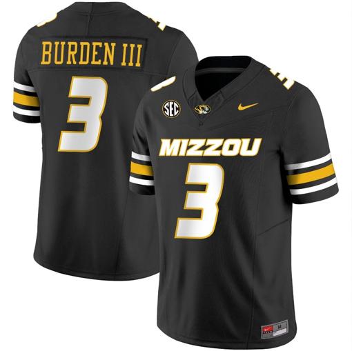 Men's Luther Burden III Jersey #3 Missouri Tigers Vapor Limited College Football Stitched Black