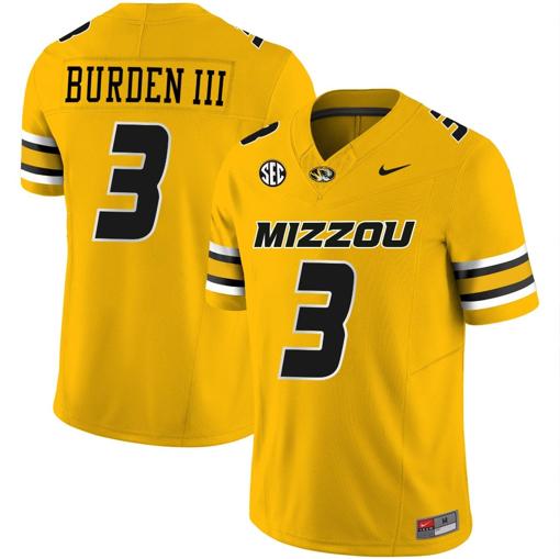 Men's Luther Burden III Jersey #3 Missouri Tigers Vapor Limited College Football Stitched Gold