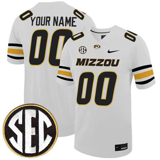 Men's Custom Missouri Tigers Jersey Name and Number College Football White All Stitched