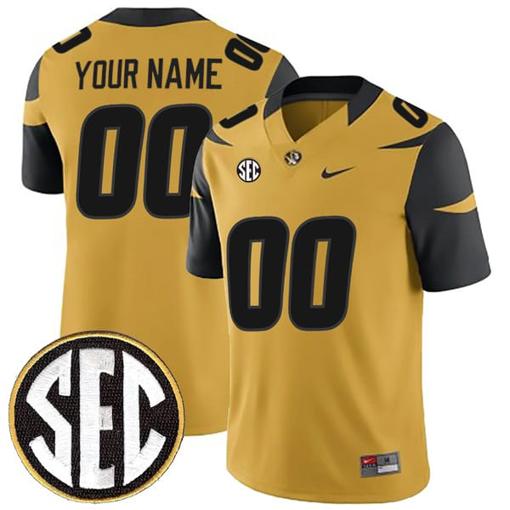 Men's Custom Missouri Tigers Jersey Name and Number College Football Gold All Stitched