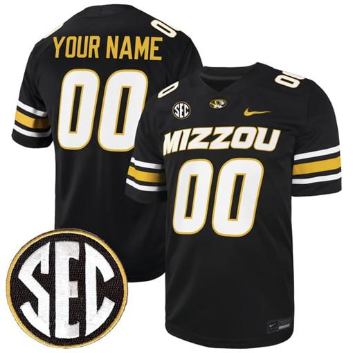 Men's Custom Missouri Tigers Jersey Name and Number College Football Black All Stitched