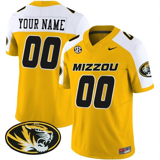 Men's Custom Missouri Tigers Jersey Name and Number Vapor Limited College Football Stitched Gold Alternate