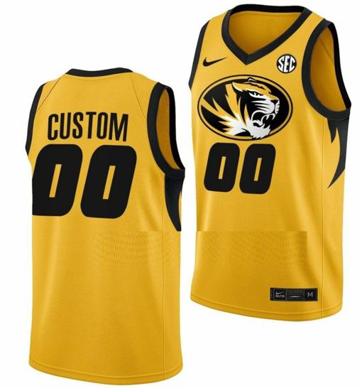 Men's Custom Missouri Tigers Jersey Name and Number College Basketball Gold