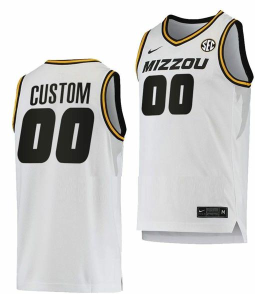 Men's Custom Missouri Tigers Jersey Name and Number College Basketball White Home