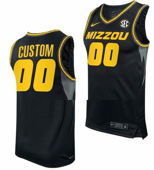 Men's Custom Missouri Tigers Jersey Name and Number College Basketball Black Away