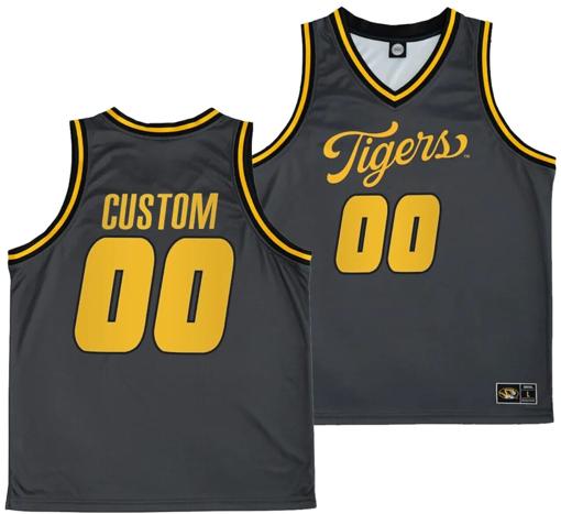 Men's Custom Missouri Tigers Jersey Name and Number Anthracite Alternate Script College Basketball