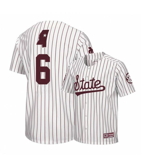 Men's Mississippi State Bulldogs 6 Kamren James White Baseball Jersey