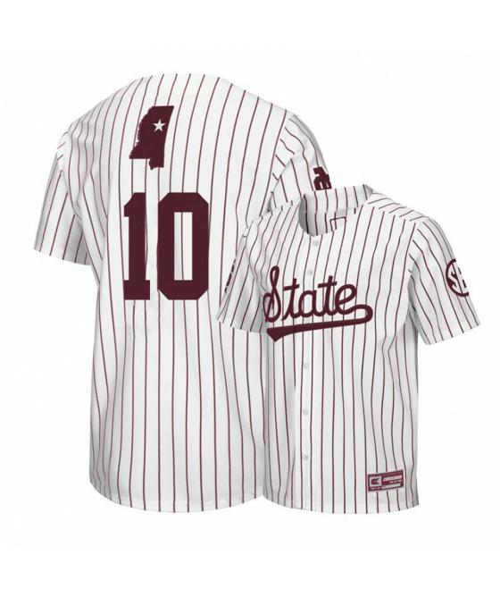 Men's Mississippi State Bulldogs 10 Josh Hatcher White Baseball Jersey