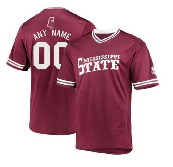 Men's Custom Mississippi State Bulldogs Jersey Name and Number Baseball College Maroon