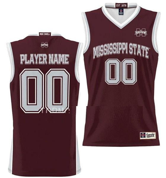 Men's Custom Mississippi State Bulldogs Jersey Name and Number College Basketball NIL Pick-A-Player Maroon