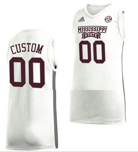 Men's Custom Mississippi State Bulldogs Jersey Name and Number College Basketball White