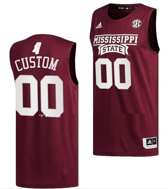 Men's Custom Mississippi State Bulldogs Jersey Name and Number College Basketball Swingman Maroon