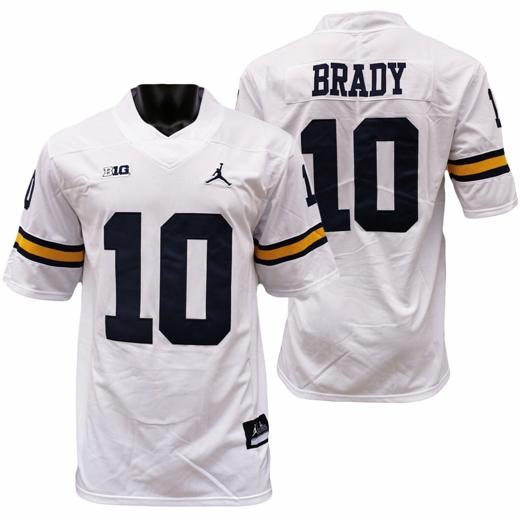 Men's Michigan Wolverines Tom Brady Jersey #10 College Football Game White