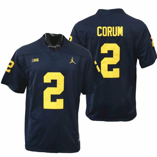 Men's Michigan Wolverines Blake Corum Jersey #2 College Football Game Navy