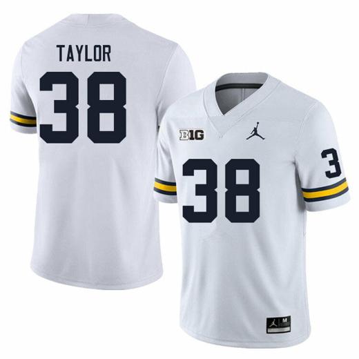 Men's Michigan Wolverines Joe Taylor Jersey #18 College Football Game White