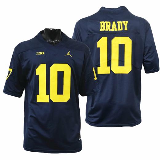 Men's Michigan Wolverines Tom Brady Jersey #10 College Football Game Navy