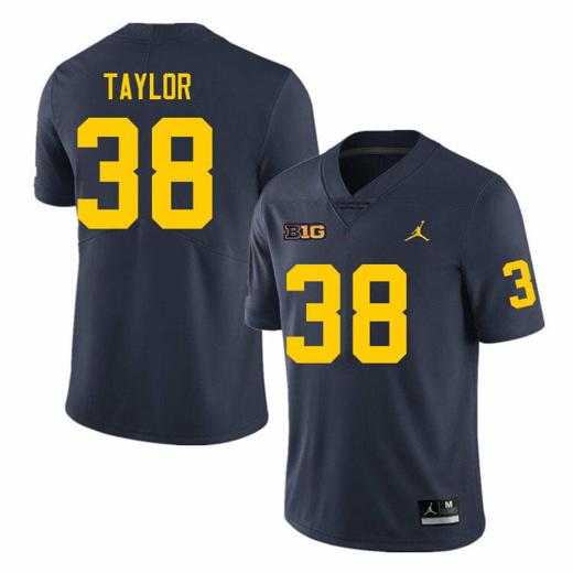 Men's Michigan Wolverines Joe Taylor Jersey #18 College Football Game Navy
