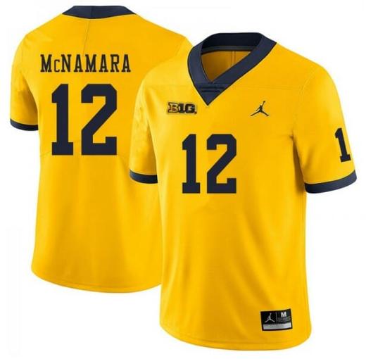 Men's Michigan Wolverines #12 Cade McNamara Yellow College Football Jersey
