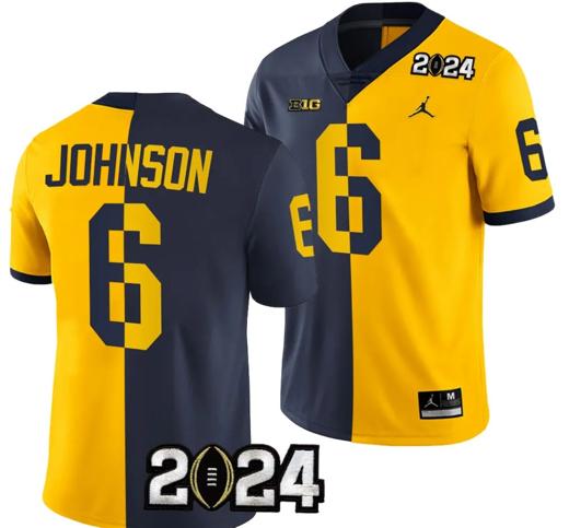 Men's Cornelius Johnson Jersey #6 Michigan Wolverines 2024 Football National Championship Playoff Mazie