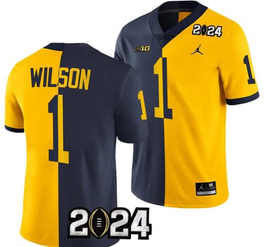 Men's Roman Wilson Jersey #1 Michigan Wolverines 2024 Football National Championship Playoff Mazie