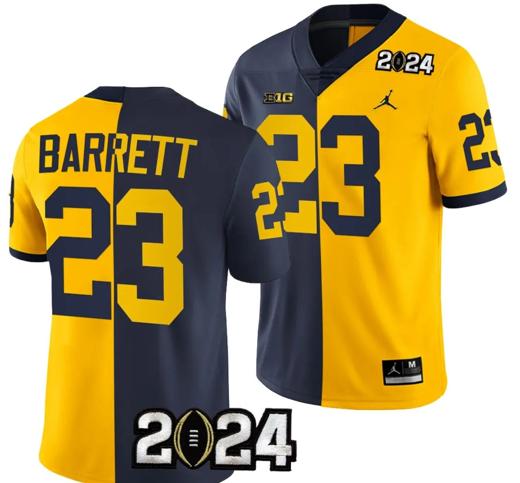 Men's Michael Barrett Jersey #23 Michigan Wolverines 2024 Football National Championship Playoff Mazie