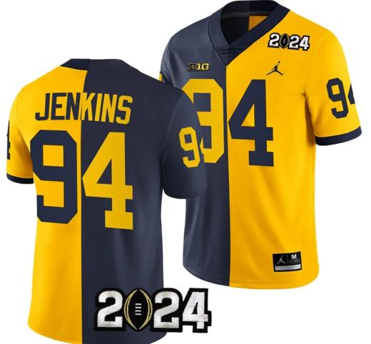 Men's Kris Jenkins Jersey #94 Michigan Wolverines 2024 Football National Championship Playoff Mazie