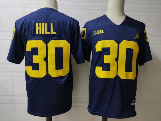 Men's Michigan Wolverines Daxton Hill Jersey #30 College Football Game Navy