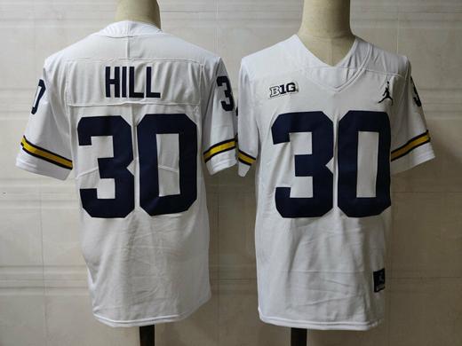 Men's Michigan Wolverines Daxton Hill Jersey #30 College Football Game White