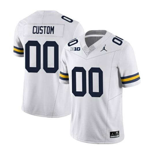 Men's Custom Michigan Wolverines Jersey Special Name and Number College Football 2023 Stitched White