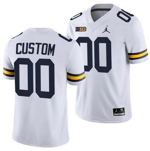 Men's Custom Michigan Wolverines Football Jersey White 2021-22 College Game Jersey