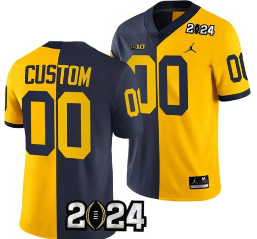 Men's Custom Michigan Wolverines Jersey Name and Number 2024 Football National Championship Playoff Mazie