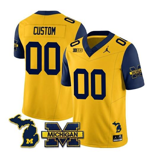 Men's Custom Michigan Wolverines Jersey Special Name and Number College Football 2023 Stitched Navy Sleeves