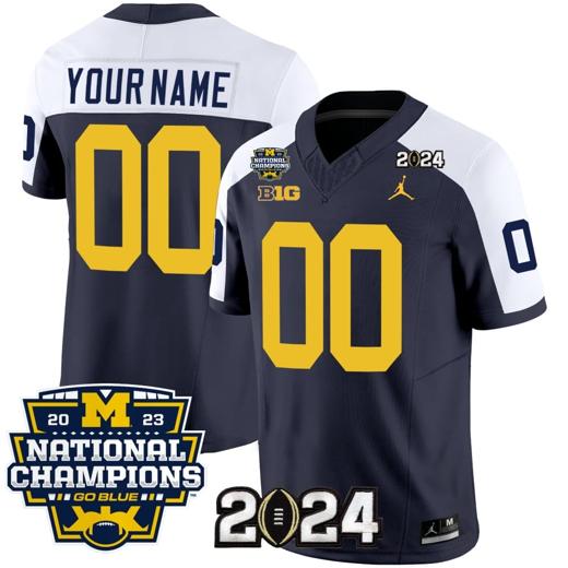 Men's Custom Michigan Wolverines Jersey Name and Number Vapor Limited Football 2024 National Champions Patch Alternate