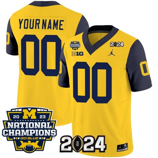 Men's Custom Michigan Wolverines Jersey Name and Number Vapor Limited Football 2024 National Champions Patch Navy Sleeves