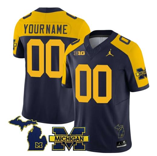 Men's Custom Michigan Wolverines Jersey Special Name and Number College Football 2023 Stitched Navy Alternate