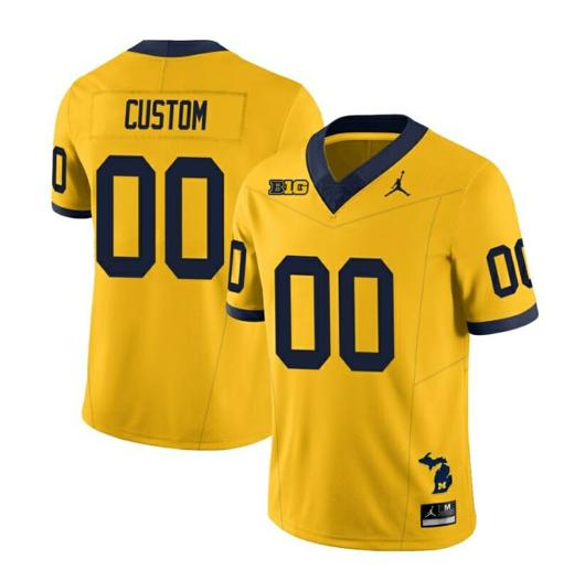 Men's Custom Michigan Wolverines Jersey Special Name and Number College Football 2023 Stitched Maize