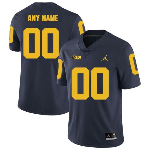 Men's Michigan Wolverines Custom Jersey Name Number Football Blue