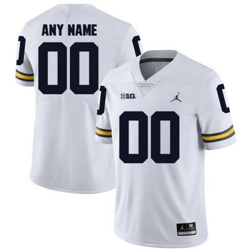 Men's Michigan Wolverines Custom Jersey College Football White