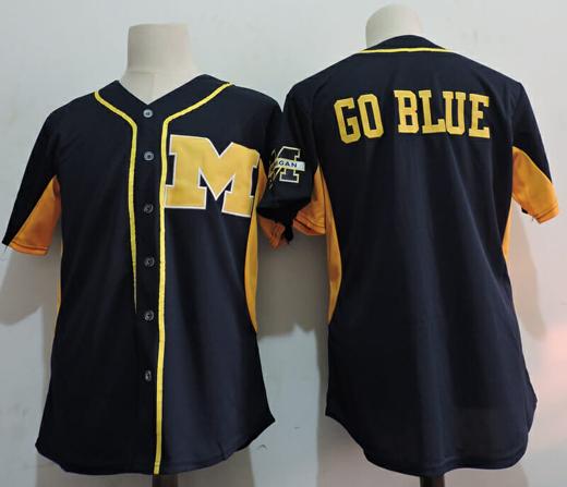 Men's NCAA Michigan Wolverines Go Blue Movie Baseball Jersey Navy