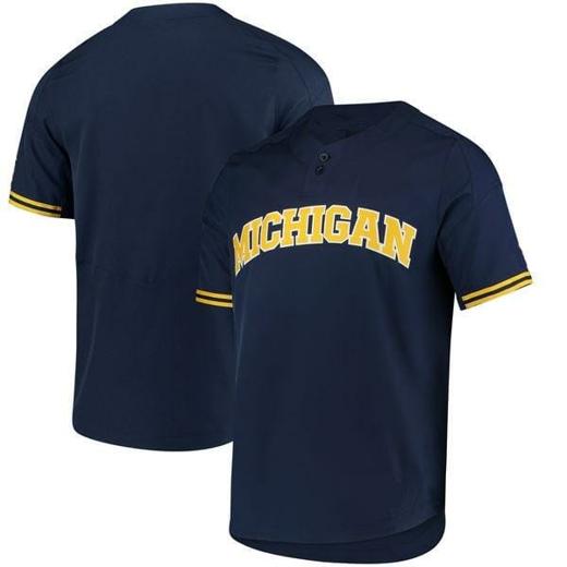 Men's Michigan Wolverines Custom Name Number College Baseball Jersey Navy