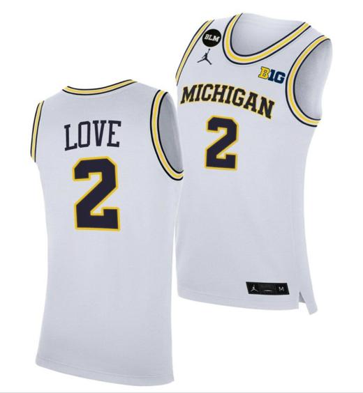 Men's Caleb Love Jersey Michigan Wolverines College Basketball Replica Jersey White #2